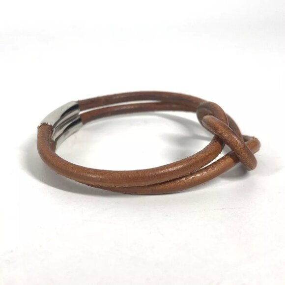 HERMES Herculed accessories double Bracelet Leather Brown - Picture 4 of 9